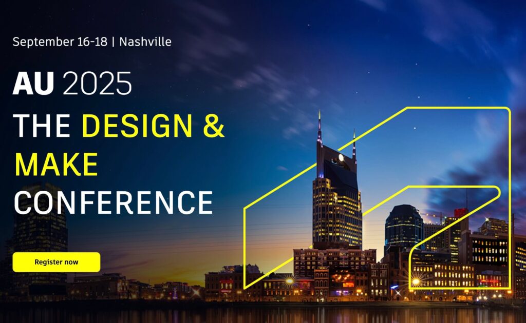 Promotional banner for AU 2025 Design and Make Conference in Nashville.